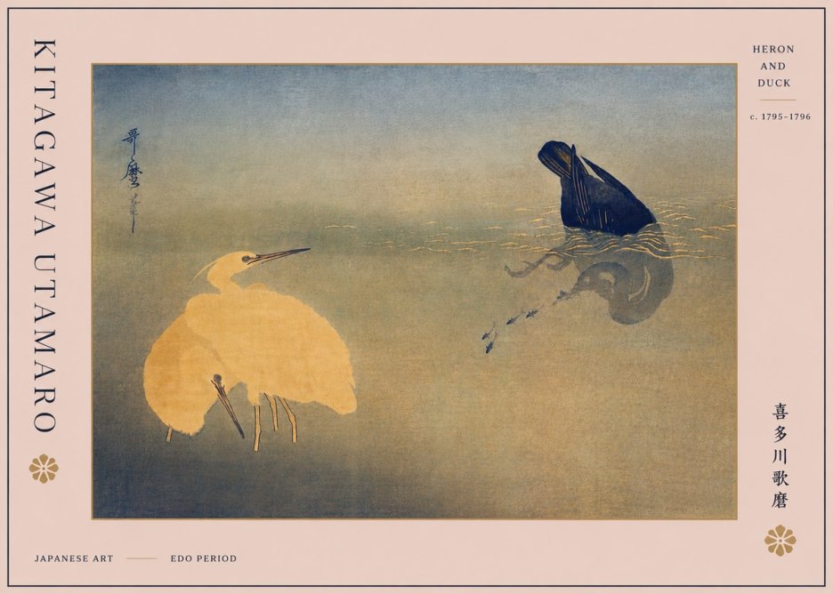 Kitagawa Utamaro Heron and Duck No5 - Poster