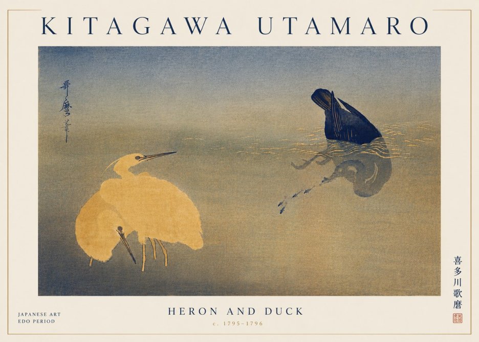 Kitagawa Utamaro Heron and Duck No6 - Poster