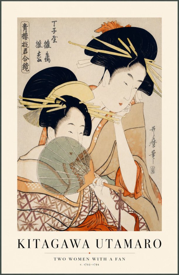 Kitagawa Utamaro Two Women with a Fan No1 - Poster