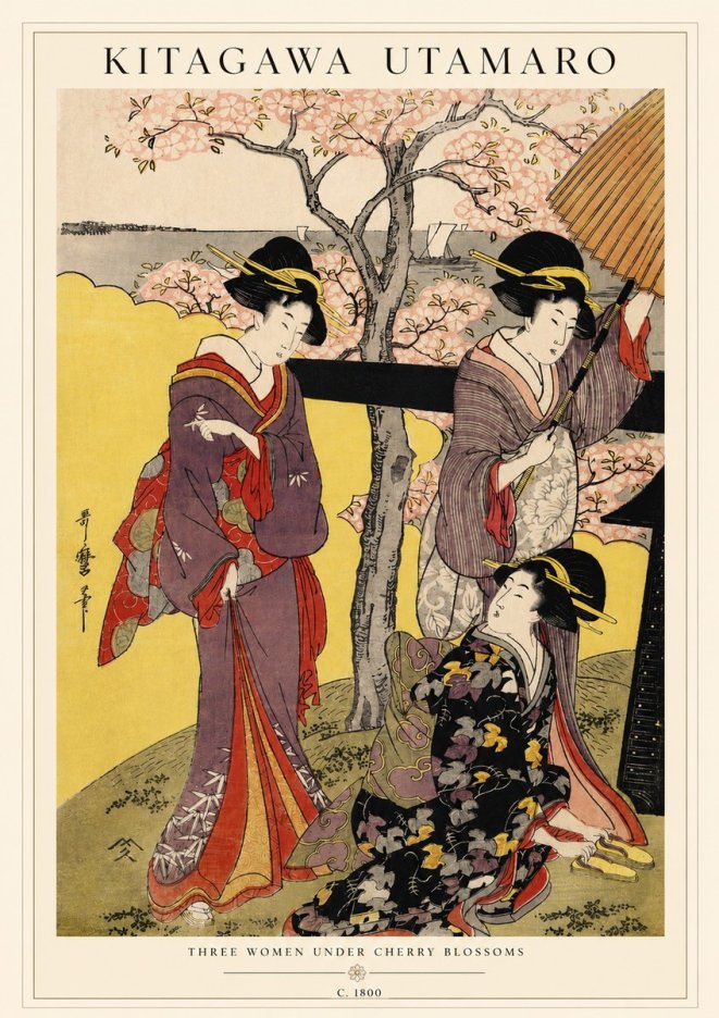 Kitagawa Utamaro Three Women Under Cherry Blossoms No3 - Poster