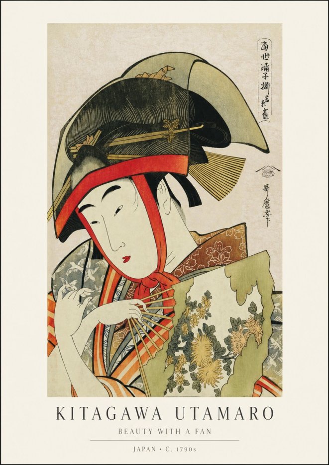 Kitagawa Utamaro Beauty with a Fan I No1 - Poster