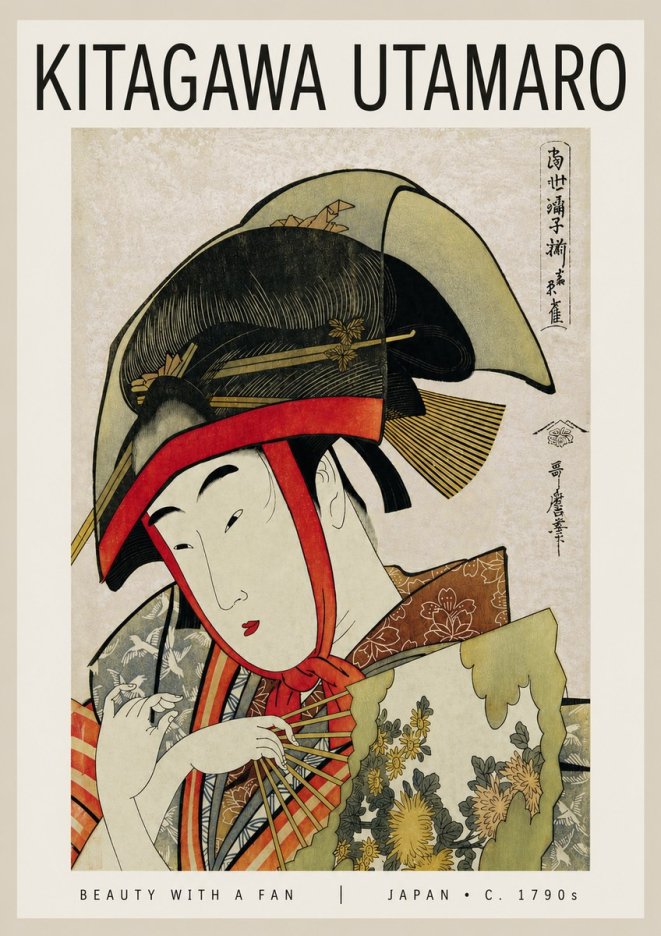 Kitagawa Utamaro Beauty with a Fan I No4 - Poster
