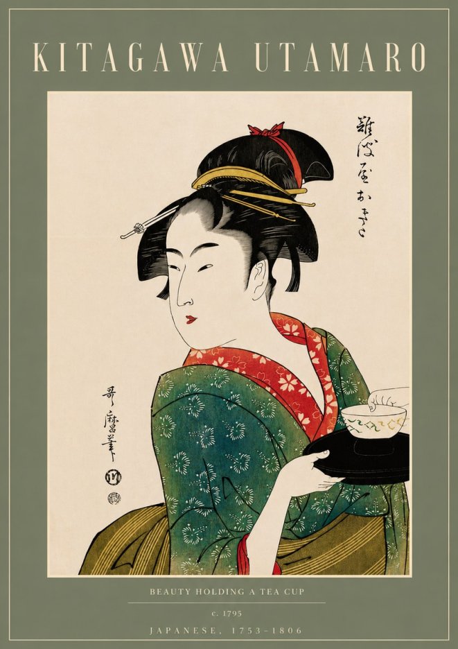 Kitagawa Utamaro Beauty Holding a Tea Cup No4 - Poster