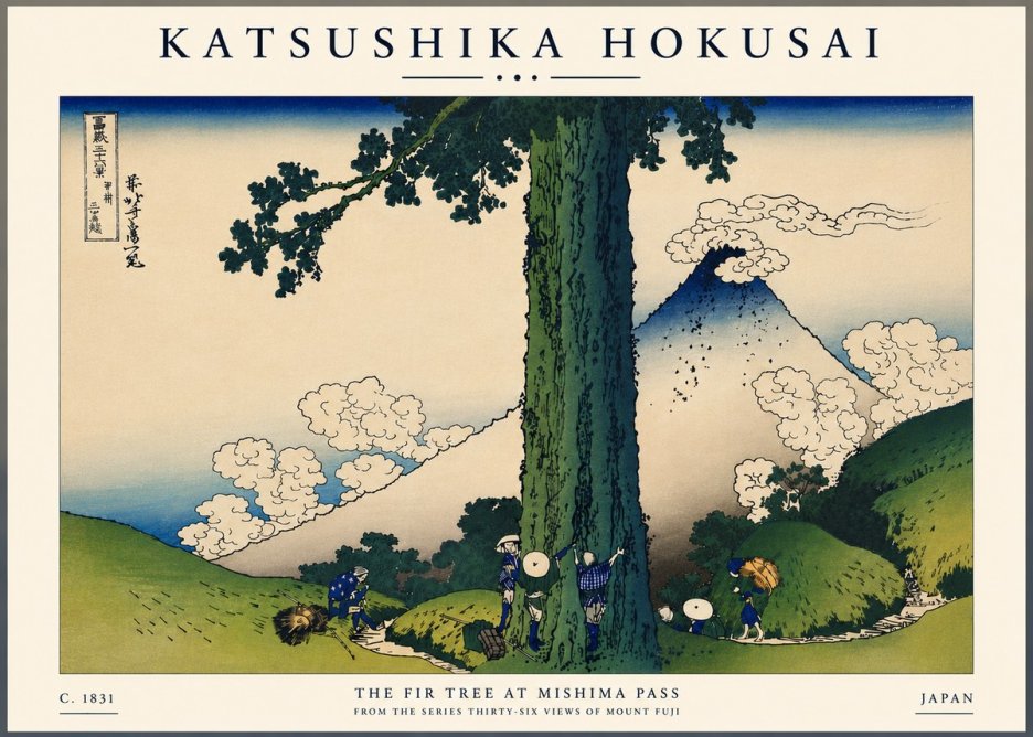Katsushika Hokusai The Fir Tree at Mishima Pass No7 - Poster