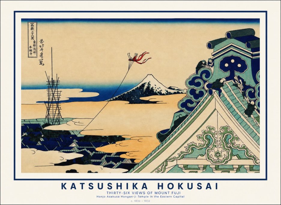 Katsushika Hokusai Honjo Asakusa Hongan-ji Temple in the Eastern Capital No1 - Poster