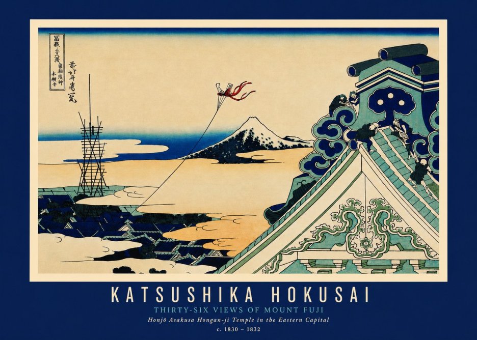 Katsushika Hokusai Honjo Asakusa Hongan-ji Temple in the Eastern Capital No3 - Poster