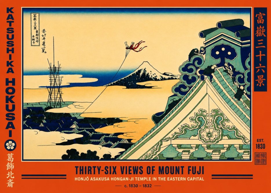 Katsushika Hokusai Honjo Asakusa Hongan-ji Temple in the Eastern Capital No4 - Poster