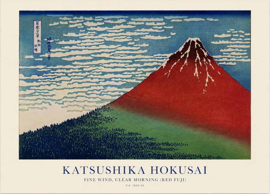 Katsushika Hokusai Fine Wind, Clear Morning (Red Fuji) I No1 - Poster