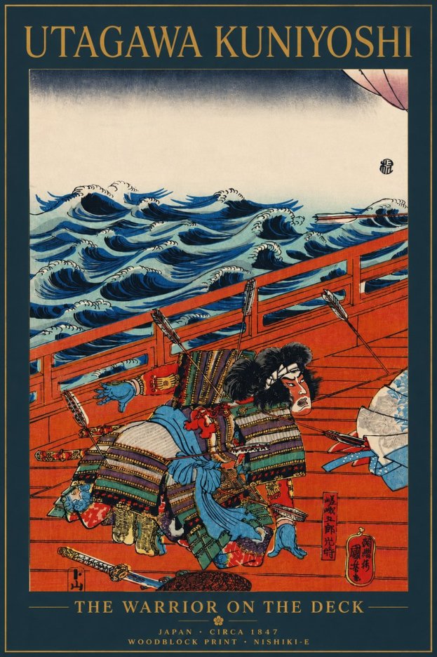 Utagawa Kuniyoshi The Warrior on the Deck No5 - Poster