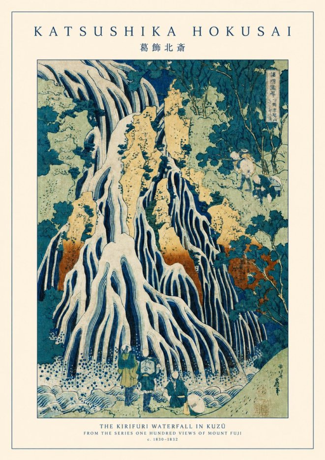 Katsushika Hokusai The Kirifuri Waterfall in Kuzū from the Series One Hundred Views of Mount Fuji No1 - Poster