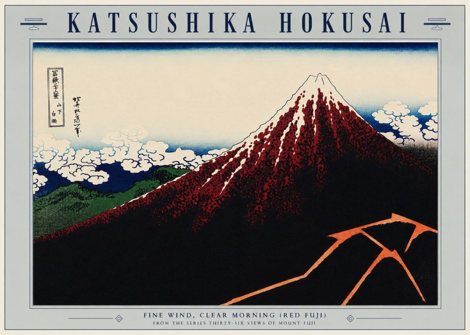 Katsushika Hokusai Fine Wind, Clear Morning (Red Fuji) II No5 - Poster
