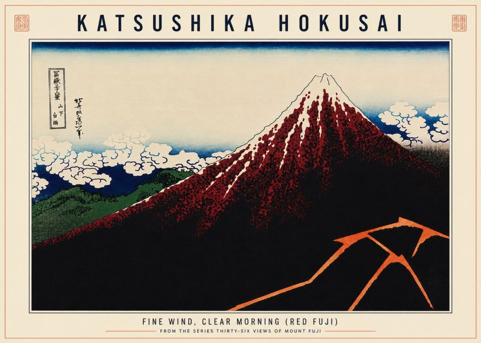 Katsushika Hokusai Fine Wind, Clear Morning (Red Fuji) II No6 - Poster