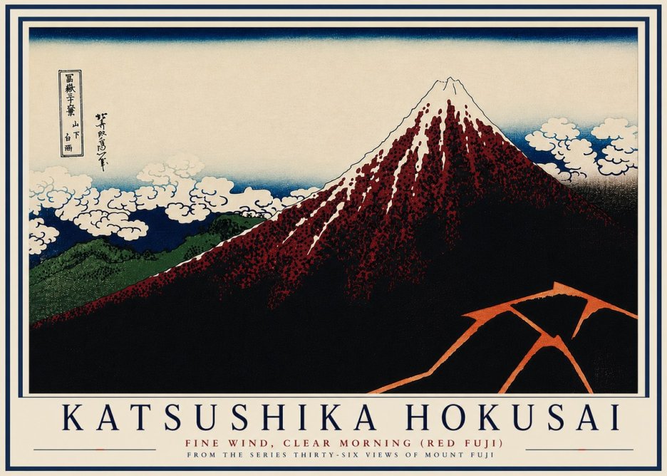 Katsushika Hokusai Fine Wind, Clear Morning (Red Fuji) II No7 - Poster