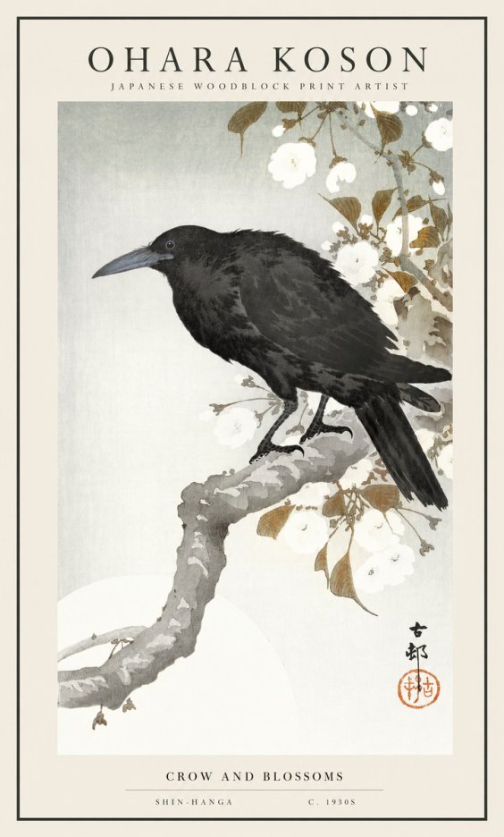 Ohara Koson Crow and Blossoms I No1 - Poster