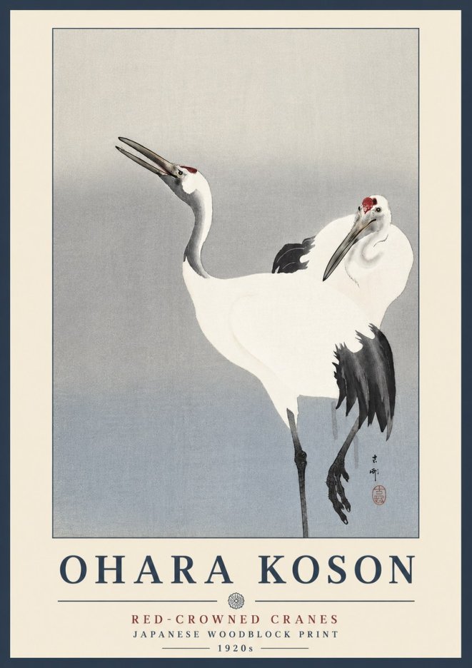 Ohara Koson Red-crowned Cranes No3 - Poster