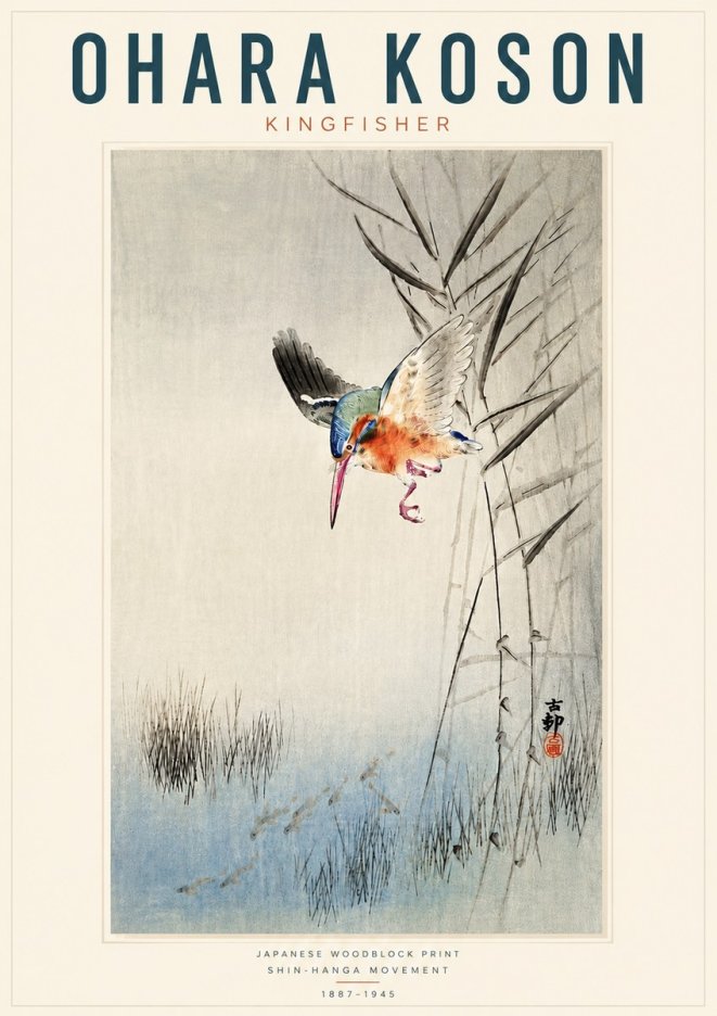 Ohara Koson Kingfisher No4 - Poster