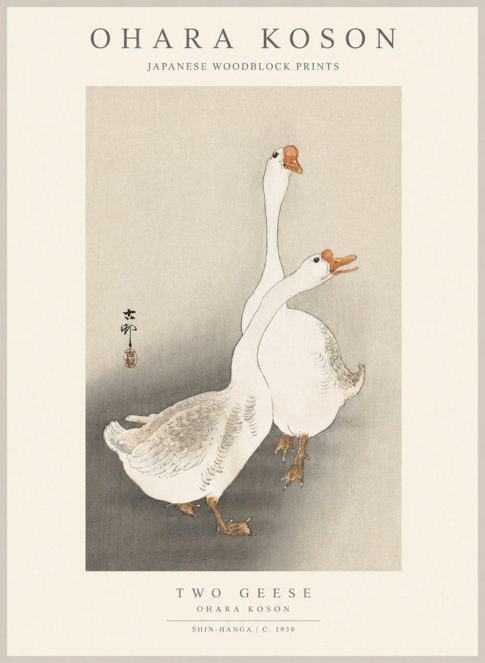 Ohara Koson Two Geese No1 - Poster