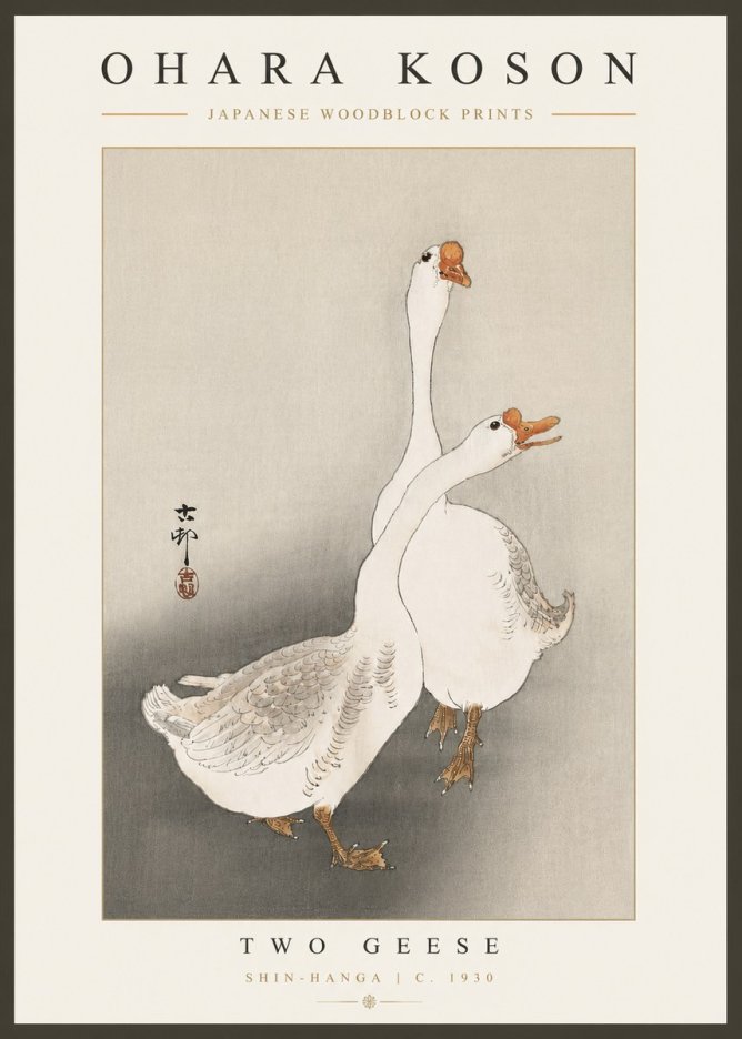 Ohara Koson Two Geese No4 - Poster