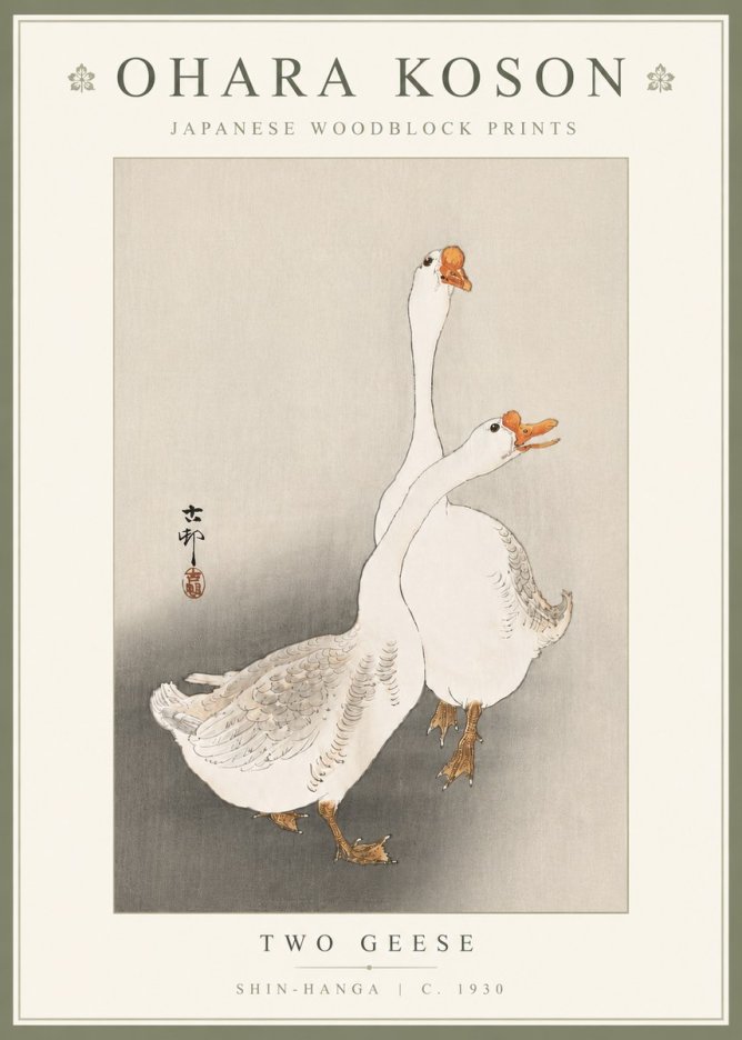 Ohara Koson Two Geese No5 - Poster