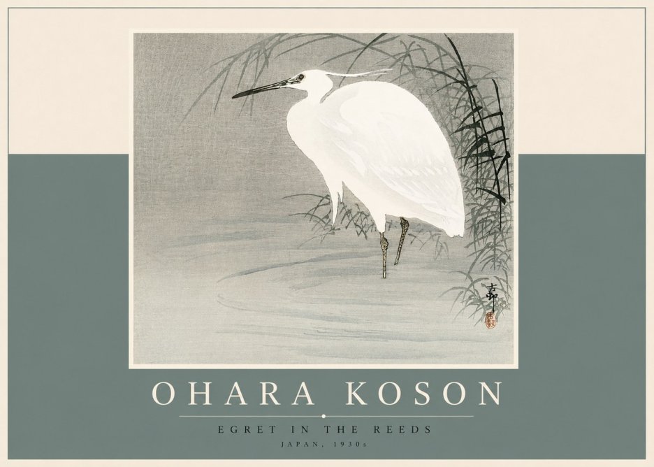 Ohara Koson Egret in the Reeds No2 - Poster