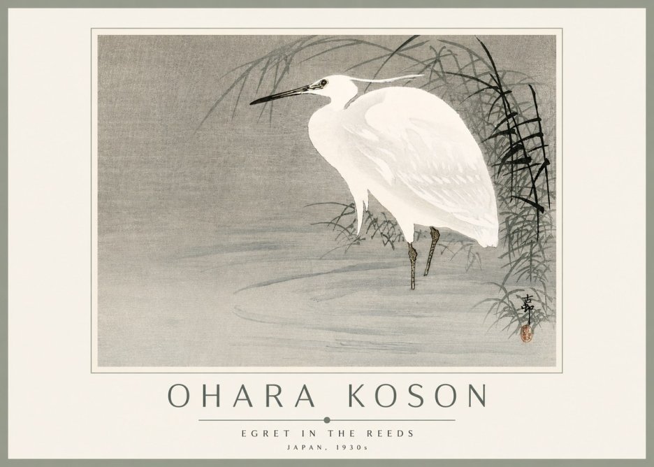 Ohara Koson Egret in the Reeds No3 - Poster