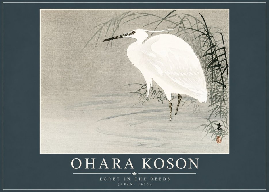Ohara Koson Egret in the Reeds No4 - Poster