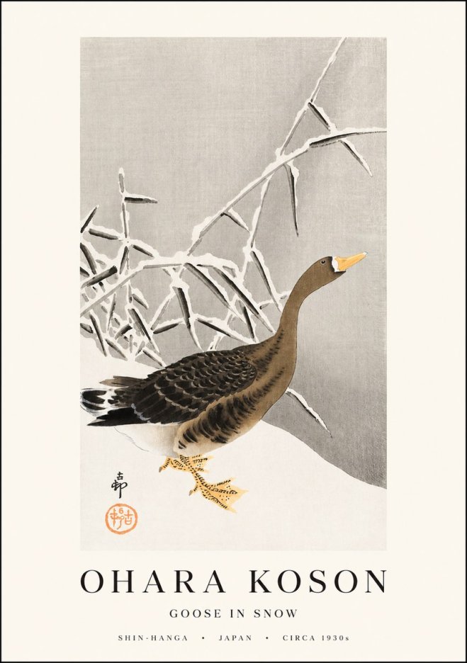 Ohara Koson Goose in Snow No1 - Poster