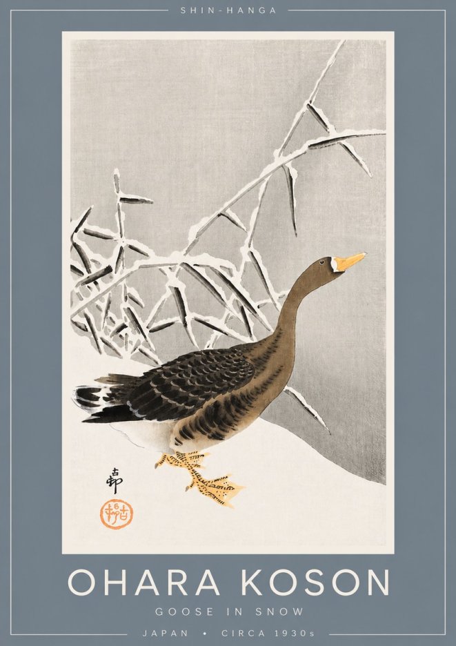 Ohara Koson Goose in Snow No2 - Poster