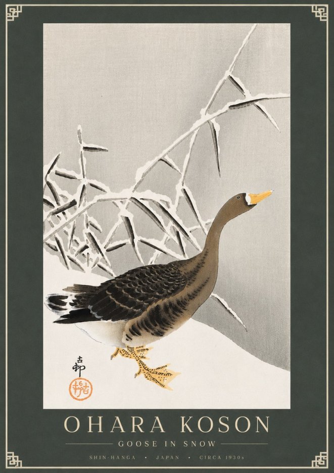 Ohara Koson Goose in Snow No4 - Poster