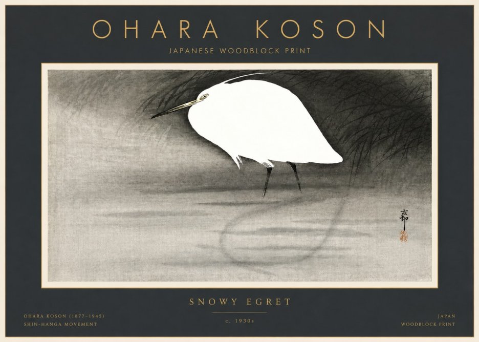 Ohara Koson Snowy Egret No2 - Poster
