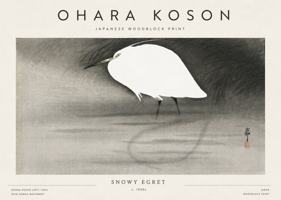 Ohara Koson Snowy Egret No3 - Poster