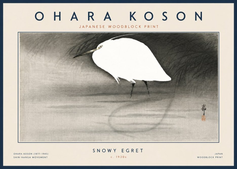 Ohara Koson Snowy Egret No6 - Poster