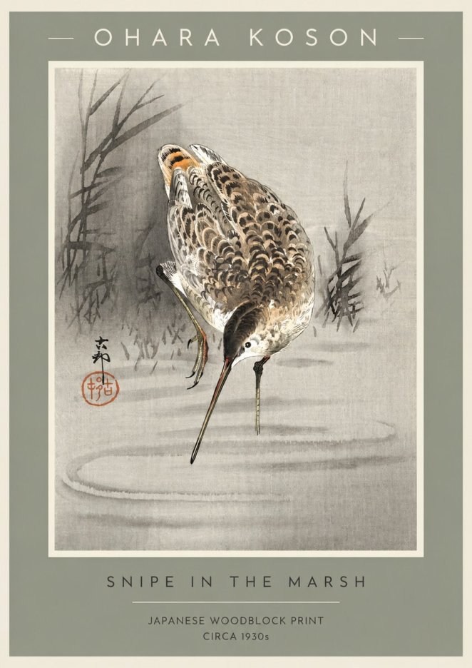 Ohara Koson Snipe in the Marsh No2 - Poster