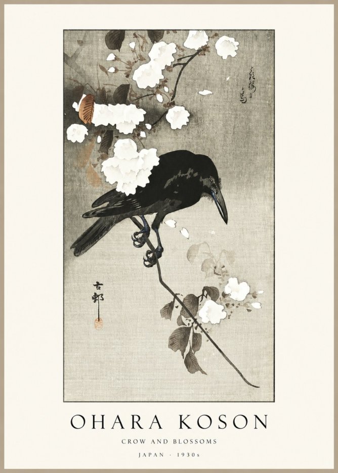 Ohara Koson Crow and Blossoms II No1 - Poster