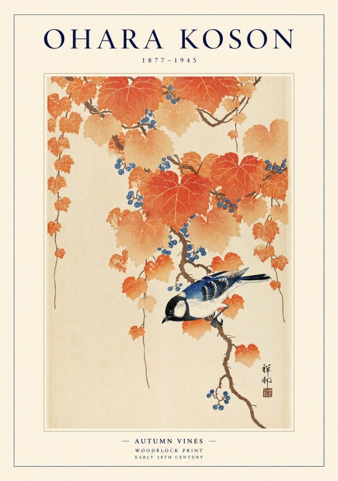 Ohara Koson Autumn Vines No1 - Poster