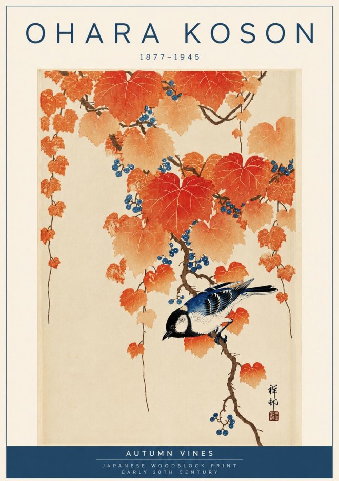 Ohara Koson Autumn Vines No4 - Poster