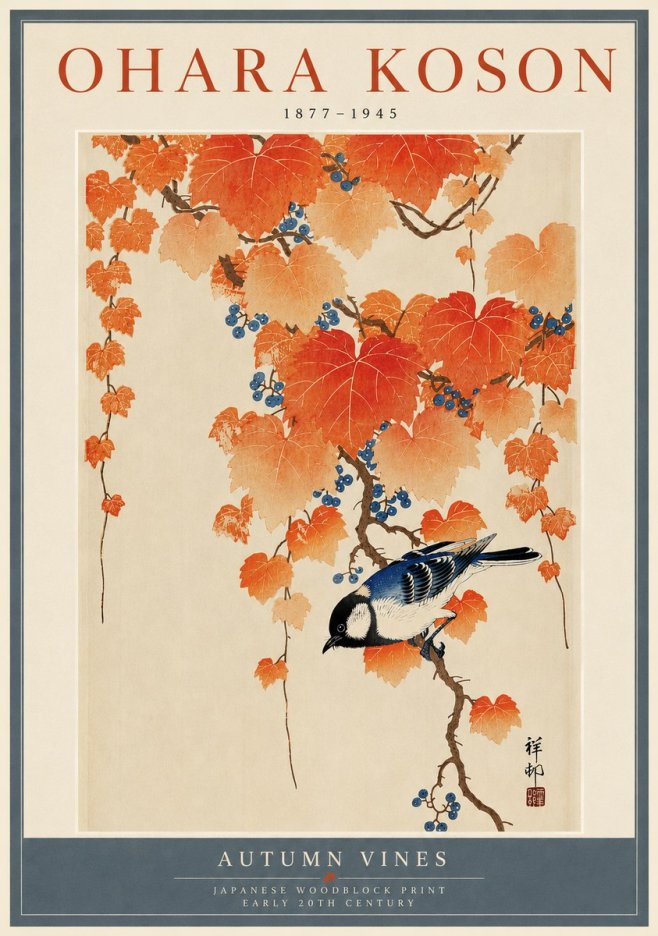 Ohara Koson Autumn Vines No6 - Poster