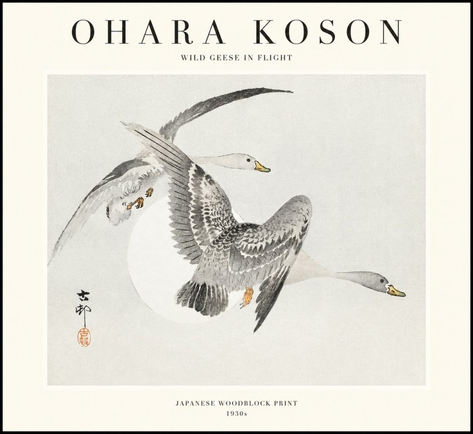 Ohara Koson Wild Geese in Flight I No1 - Poster