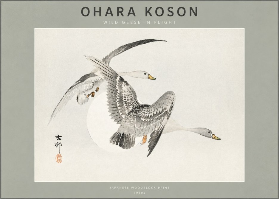Ohara Koson Wild Geese in Flight I No2 - Poster
