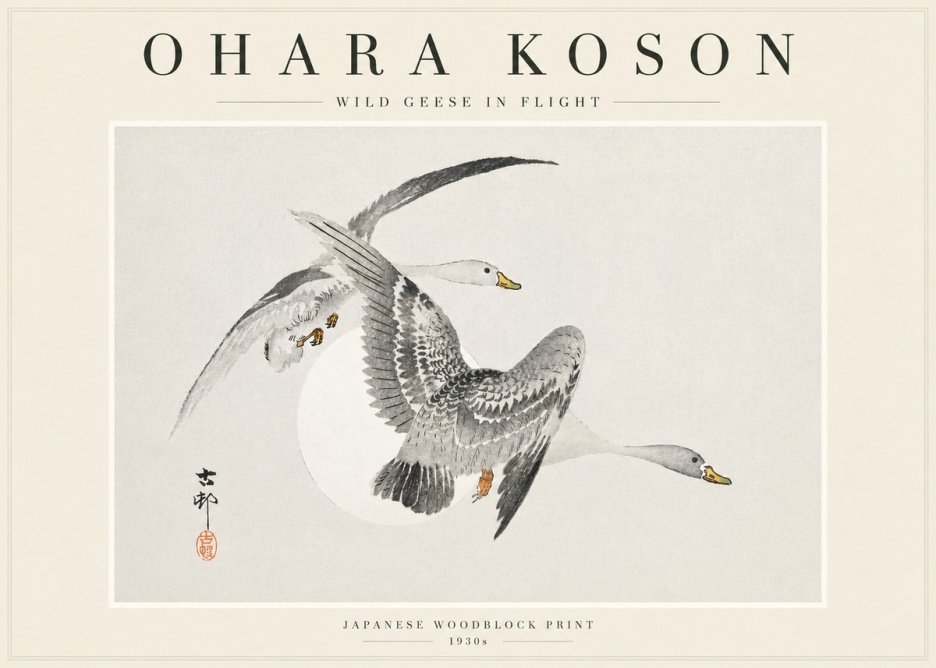 Ohara Koson Wild Geese in Flight I No3 - Poster