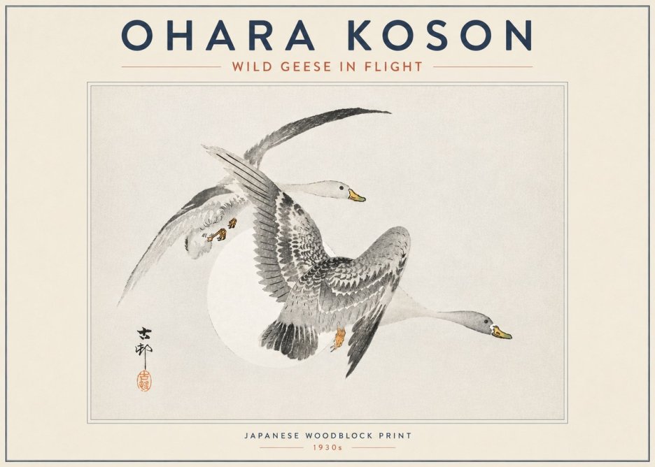 Ohara Koson Wild Geese in Flight I No4 - Poster