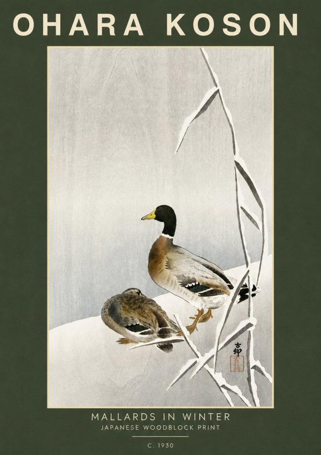 Ohara Koson Mallards in Winter No5 - Poster