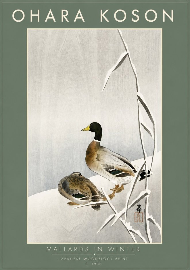 Ohara Koson Mallards in Winter No6 - Poster