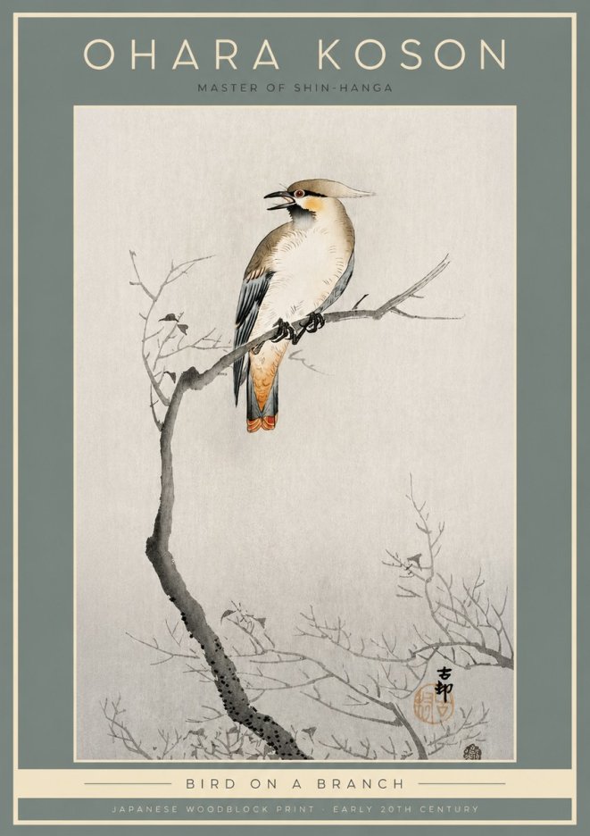 Ohara Koson Bird on a Branch I No2 - Poster