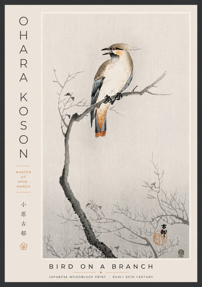 Ohara Koson Bird on a Branch I No5 - Poster
