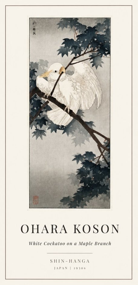 Ohara Koson White Cockatoo on a Maple Branch No1 - Poster