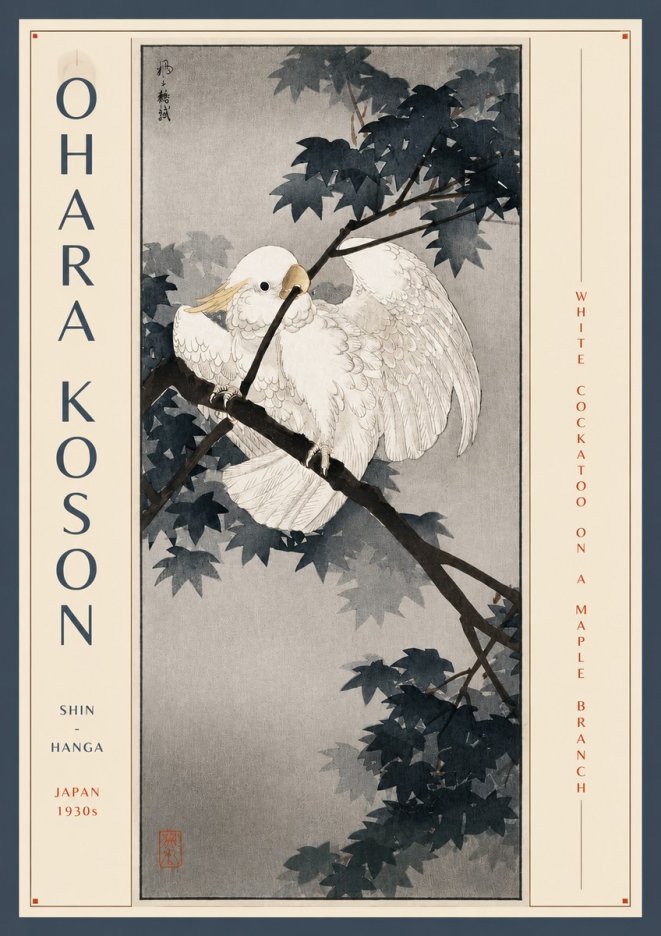 Ohara Koson White Cockatoo on a Maple Branch No3 - Poster