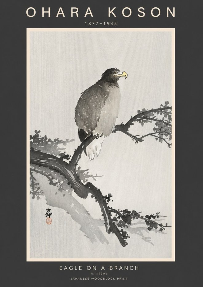 Ohara Koson Eagle on a Branch I No3 - Poster