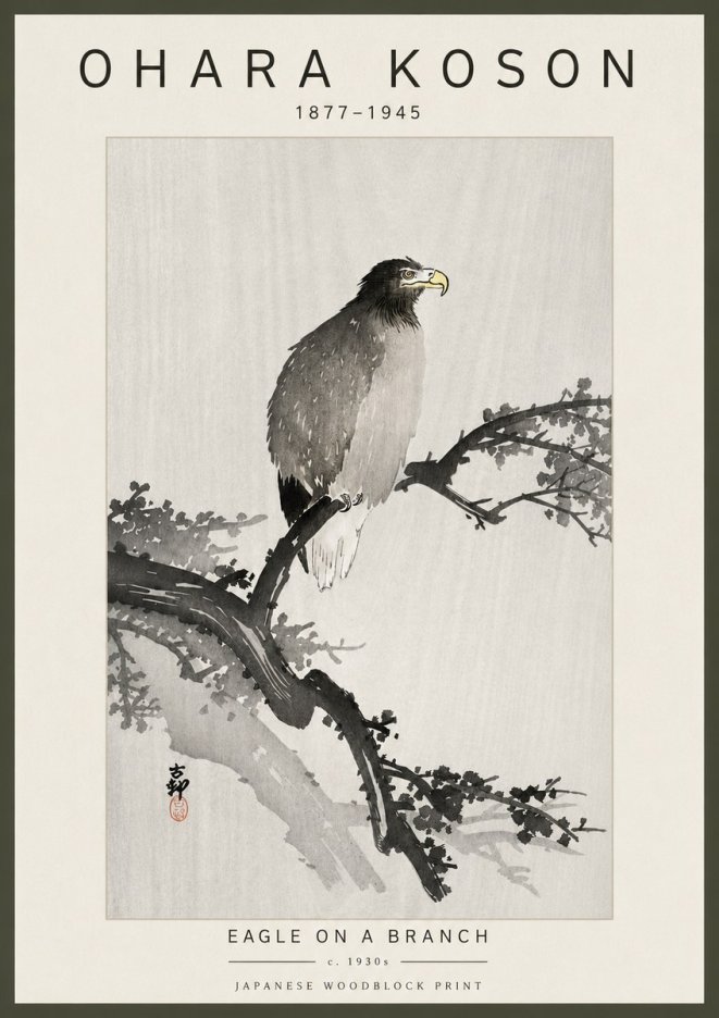 Ohara Koson Eagle on a Branch I No6 - Poster