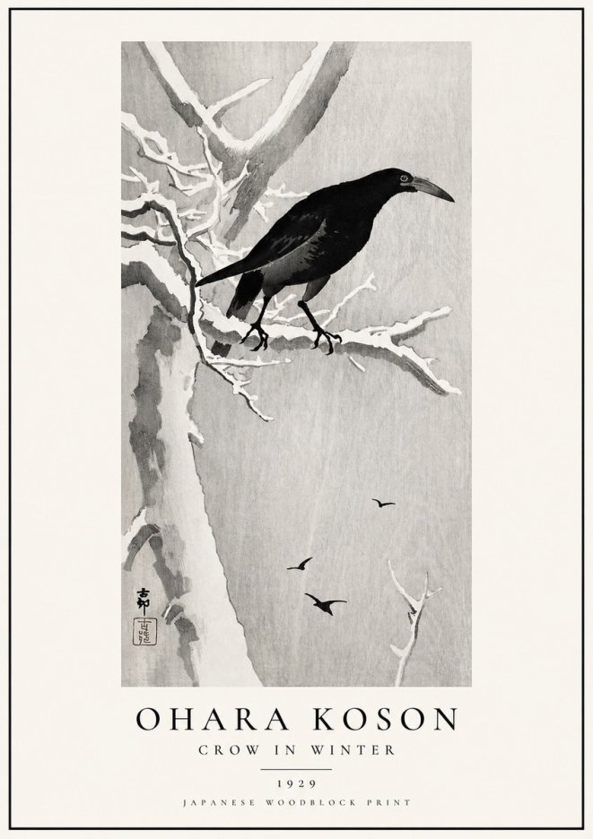 Ohara Koson Crow in Winter I No1 - Poster